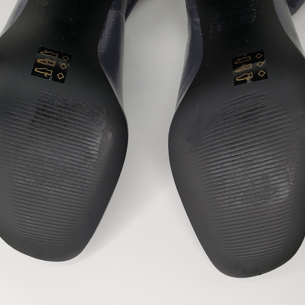 Topshop Faux Patent Leather Gray Pull on Booties Glam Boho Festive Sz 10.5 FLAW - Picture 8 of 11